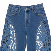 Floral Lace Wide Leg Jeans