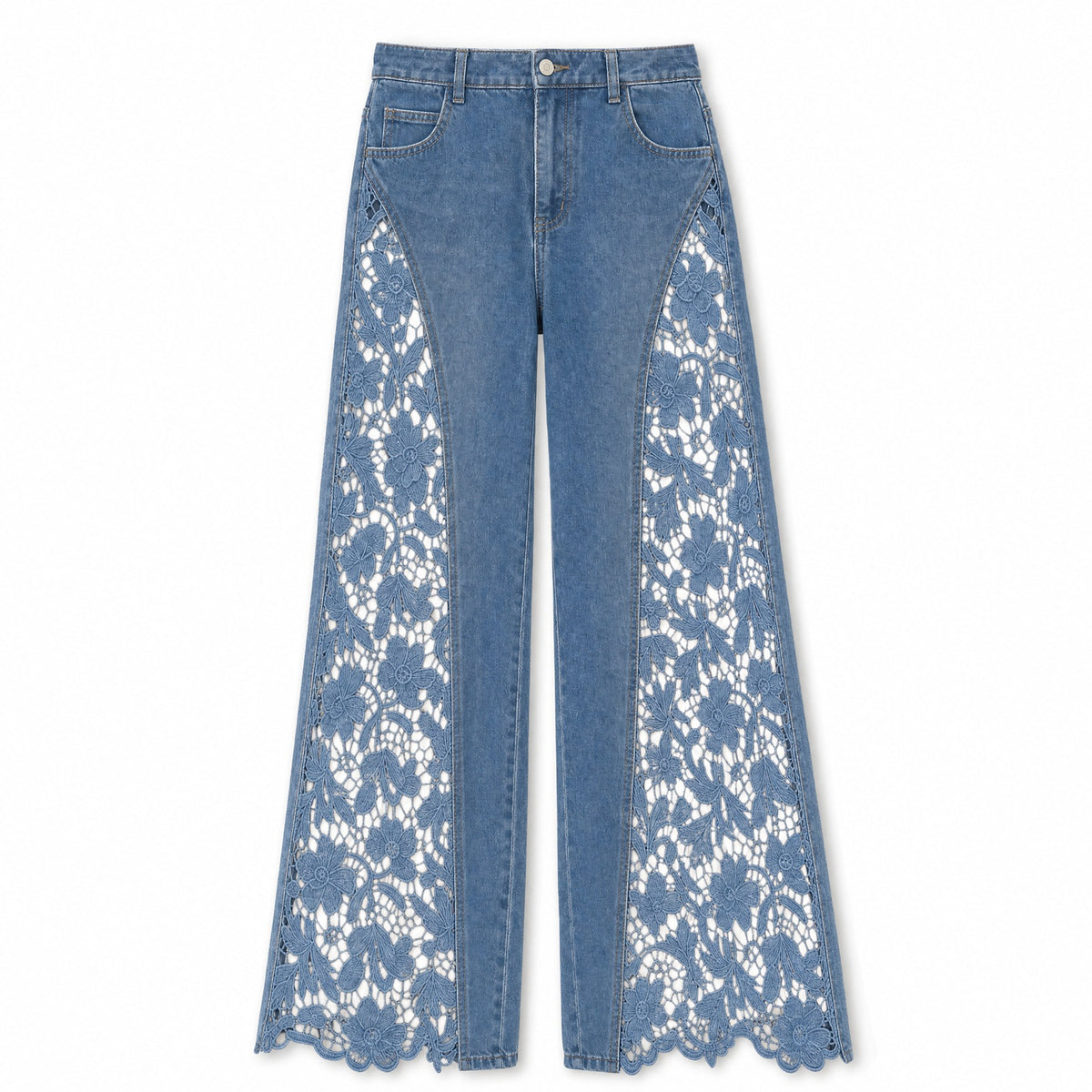 Floral Lace Wide Leg Jeans