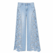 Floral Lace Wide Leg Jeans